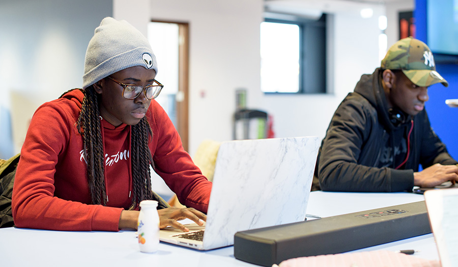 Students at computers