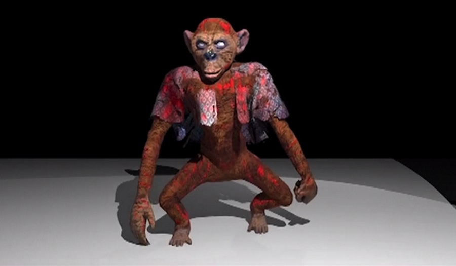 An animated circus monkey character