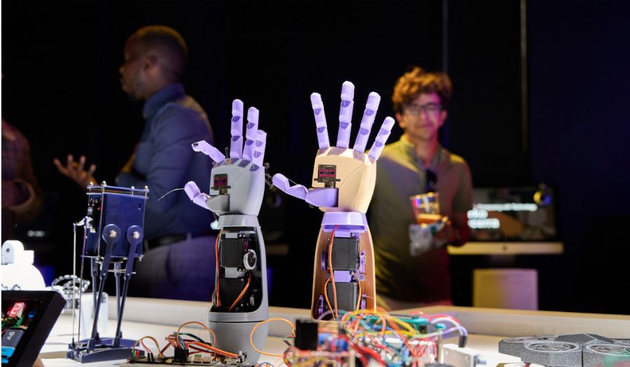 Robotic hands at a student show