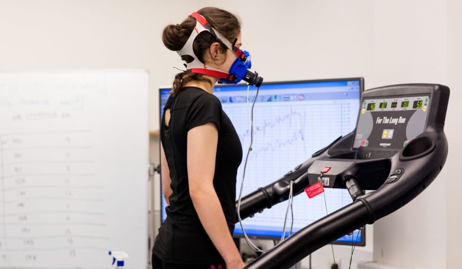 Image of a person on a treadmill wearing monitoring equipment