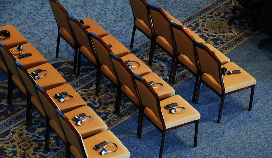 Conference chairs with headsets