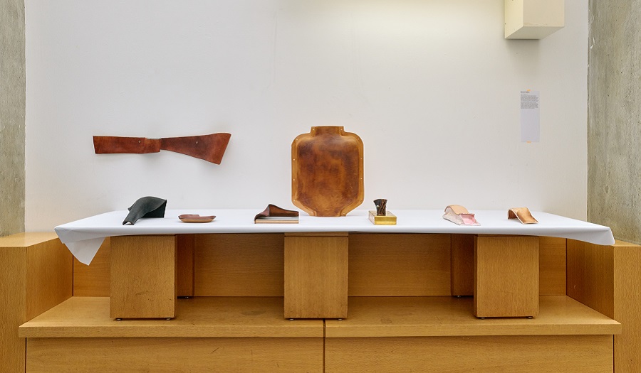 A selection of products in leather and other materials made by designer simon hasan