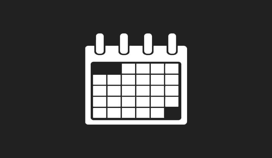 White calendar icon on black background