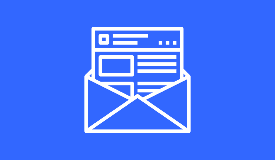 White email icon on blue background