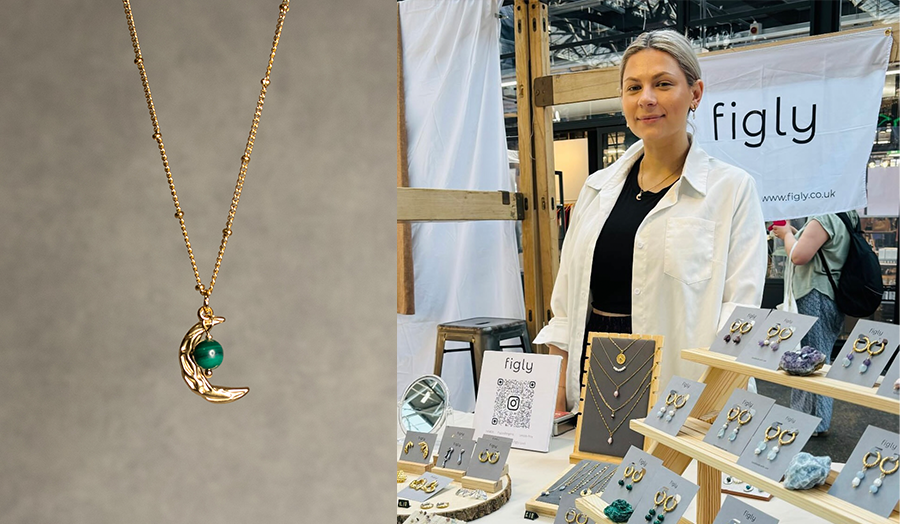 Graduate Evelina Sarupiciute with Figly jewellery