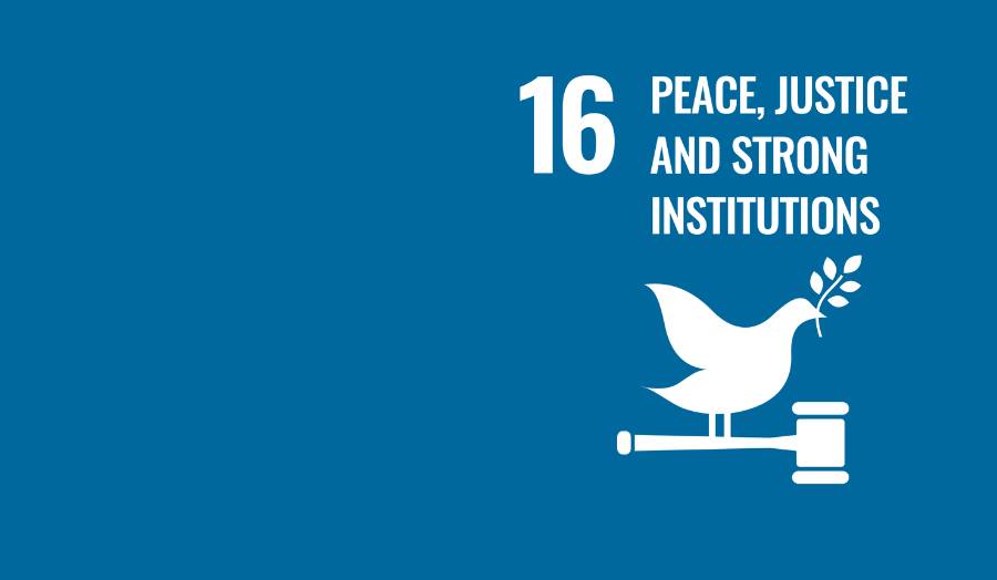 Peace, Justice, and Strong Institutions SDG logo