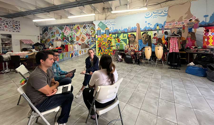 A group of people conducting an interview in Tijuana