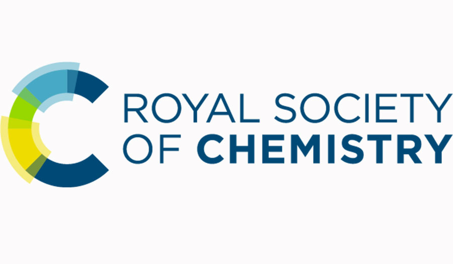 Words 'Royal Society of Chemistry' in blue written on a white background