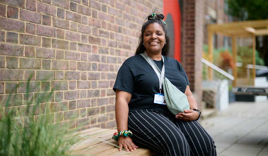 Natalie from London Metropolitan University pictured in Holloway Road courtyard