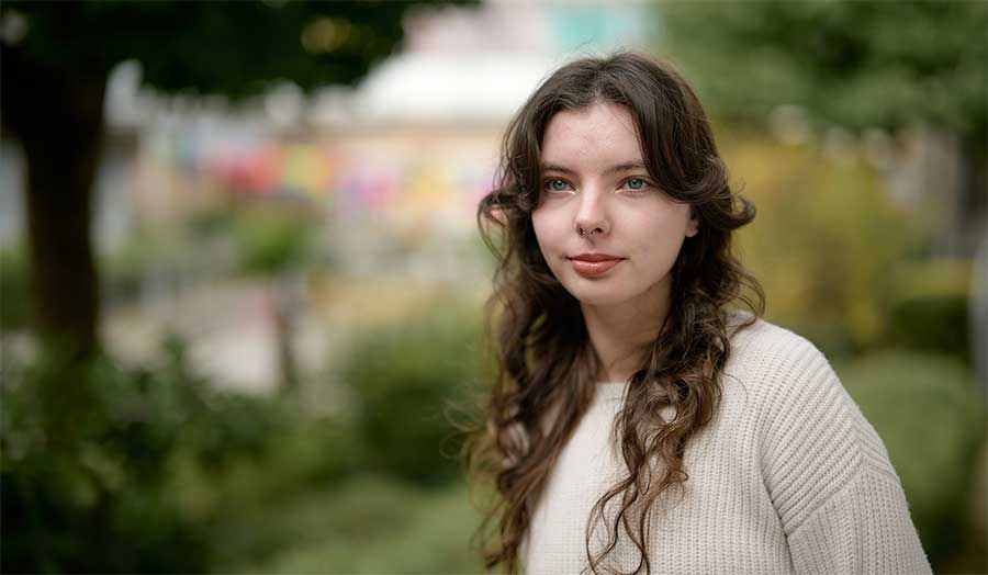 Olivia pictured outside Holloway Road campus